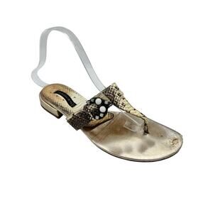 Claudia Ciuti Snakeskin Thong Sandals Neutrals Summer Size 10